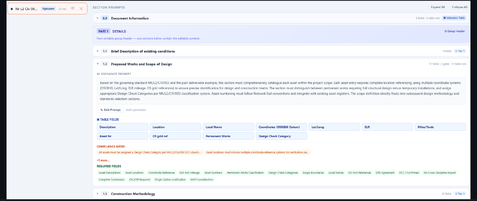 Scribtive doc assistance UI for PACE-compliant rail forms
