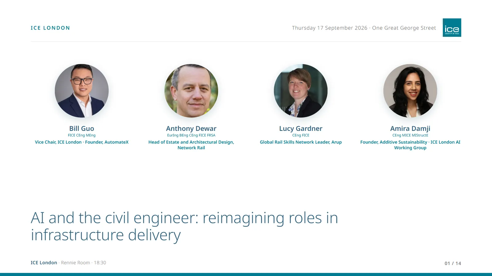 Title slide: AI and the civil engineer: reimagining roles in infrastructure delivery