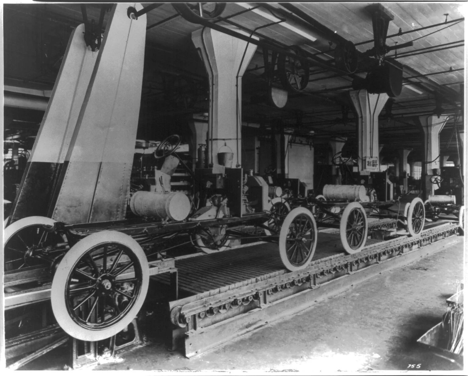 Ford motor assembly line, about 1913